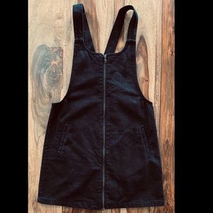 Black Denim Overall Mini Dress